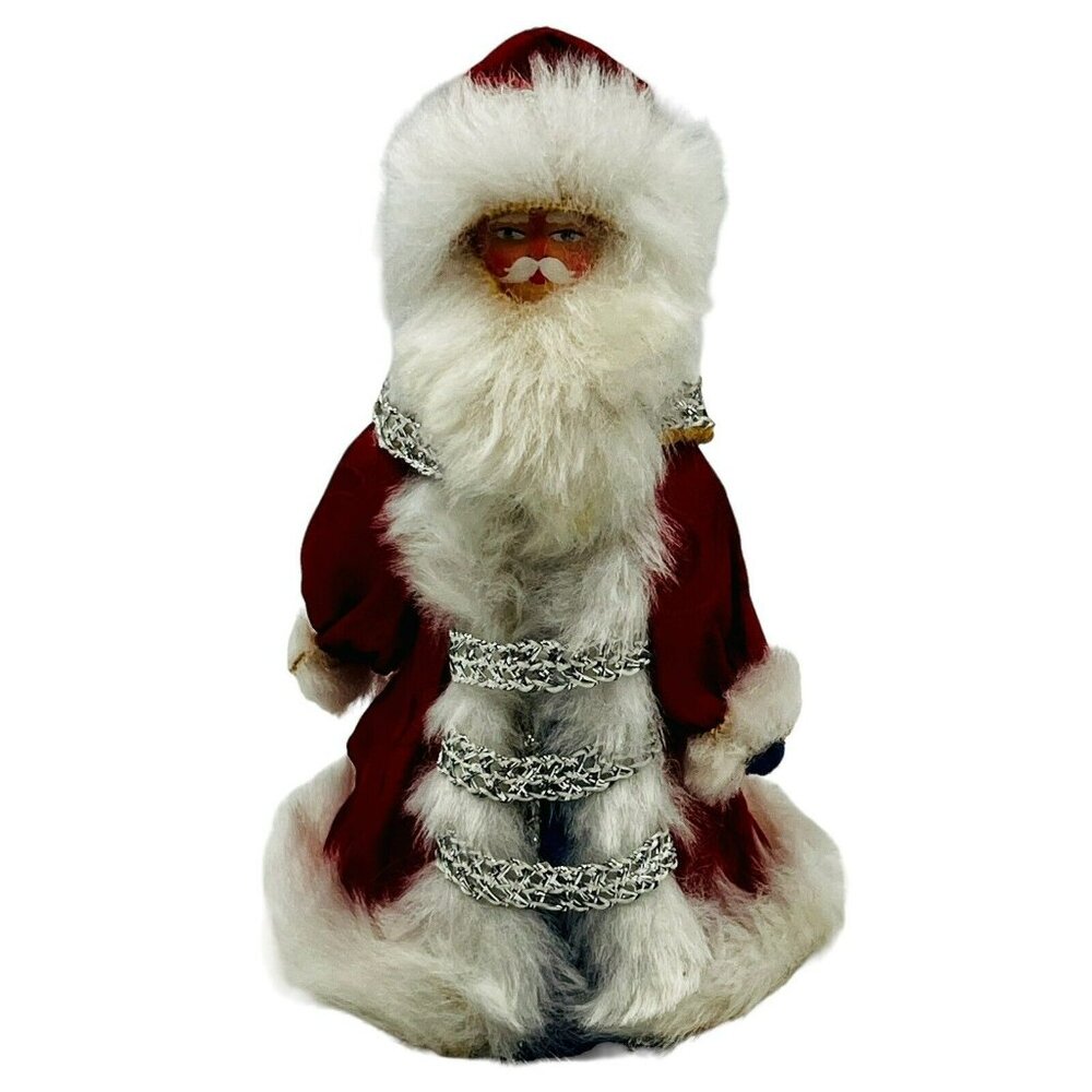 Russian Porcelain Face Santa Cone 6 inch Handmade Folk Art Painted Christmas